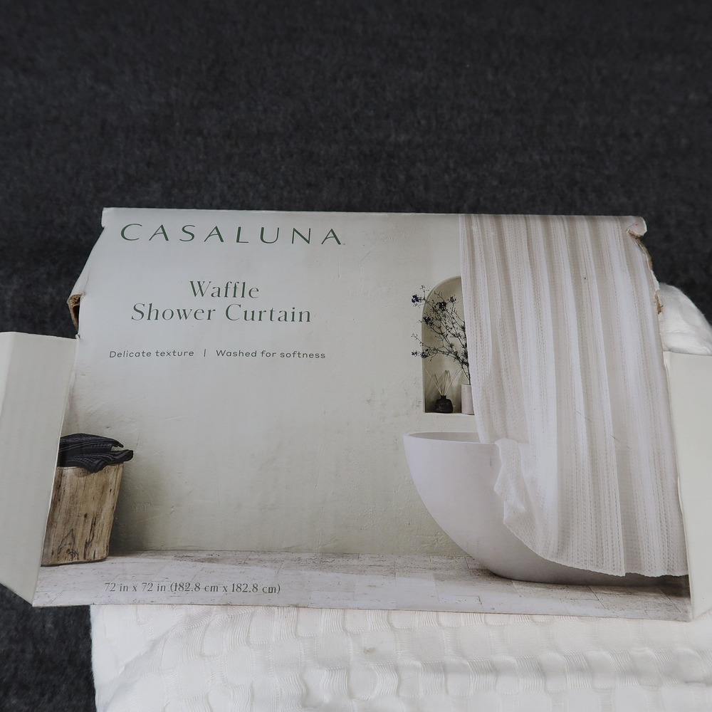 Casaluna Waffle‎ Shower Curtain White 72x72 Modern Texture Bathroom Home Decor